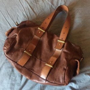 brown leather fossil bag